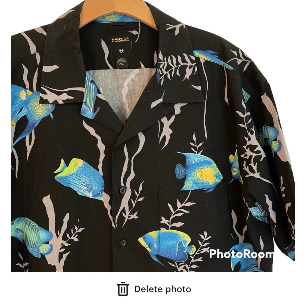 VTG 80’s Nautica Competition Hawaiian Style Shirt - Tropical Fish & Seaweed